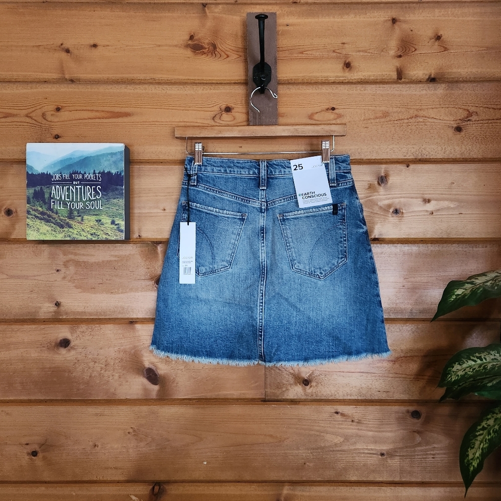 Joes Jeans π NWT Let's Boogie Denim Skirt Raw Hem Button Fly Boho Organic Sz 25 - Picture 7 of 13